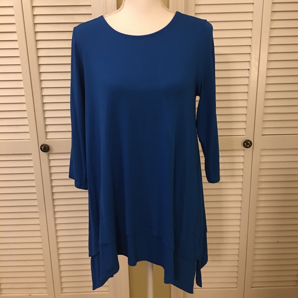 Eileen Fisher Elegant Flowy Beautiful Classic Feminine Blue Tunic Top Size S